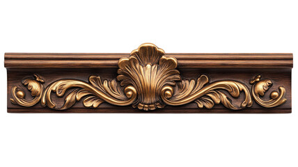 Elegant wooden molding with intricate golden detailing in a classic design
