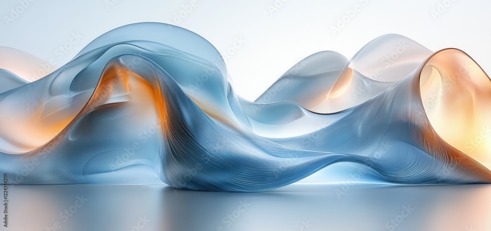 Poster Minimalist Abstract Art Background with Translucent Glass Shapes and Soft Pastel Colors