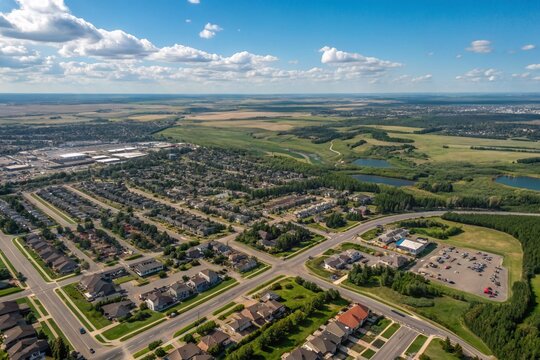 Aerial View of Airdrie, Alberta: Residential Neighborhoods and Cityscape