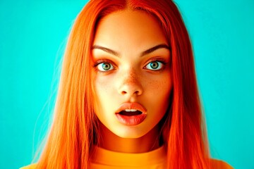Fototapeta premium Long hairdo - straight hair. Commercial commercial visual idea. Attractive very stunned mixed-race girl - for ads, brochure ad and digital marketing use. African american trends.