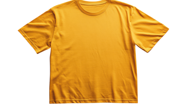 A bright yellow t-shirt draped elegantly against a light backdrop offers a pop of color