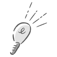ひらめきやアイデアの感情を表すシンプルでおしゃれな手描きの豆電球