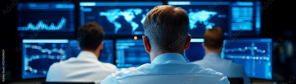 Poster strategic decision-making by leaders in a high-tech command center corporate environment data-driven