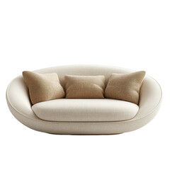 A stylish, modern sofa featuring soft curves and plush cushions, perfect for enhancing contemporary living spaces with comfort and elegance.