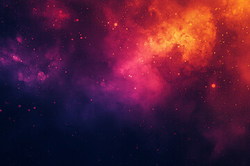 Vibrant cosmic nebula with swirling colors of orange, pink, and purple against a dark backdrop