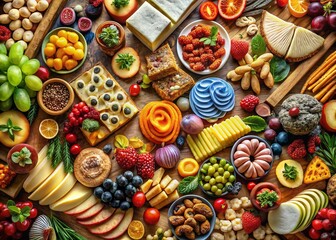Aerial View of Delicious 3D Rendered Food Platter - Gourmet Feast from Above
