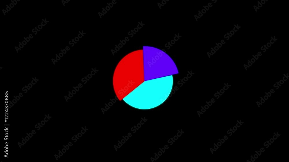Poster color pie graph animation. color pie chart animation video.