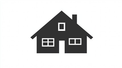 Fototapeta premium Simple black house icon with window and door design signifying home and shelter