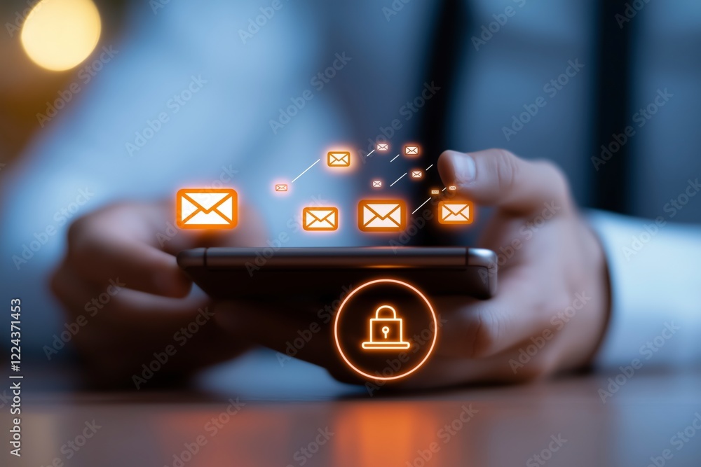 Aufkleber modern email communication concept with smartphone and secure messaging icon for digital privacy vis