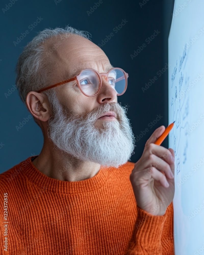 Poster modern online education dynamics middle-eastern teacher engaging with digital whiteboard in stylish 