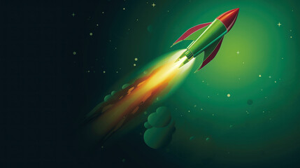 Stunning Nighttime Rocket Launch with Bright Glowing Flames