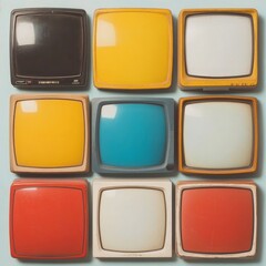 Retro Tech Revival Vintage TV Sets on Rustic Display - Nostalgic Media Art for Trendy Interiors and Creative Visual Marketing in Modern Spaces