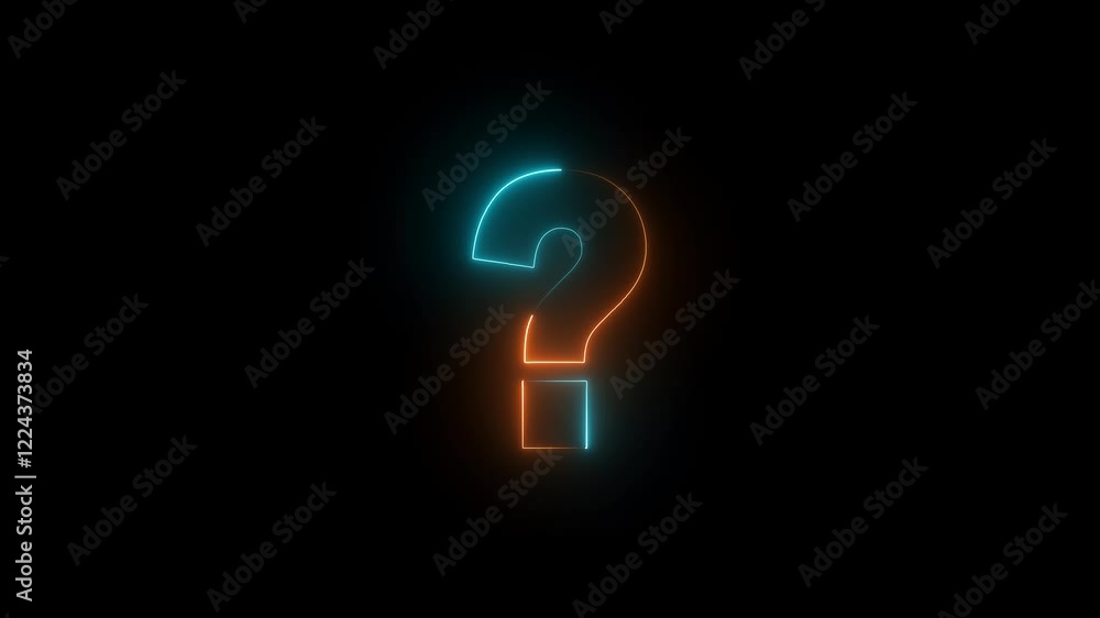 Aufkleber neon question mark icon animation neon line question mark icon animation on background.