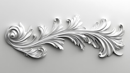 Elegant Silver Ornate Floral Design Element