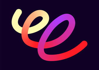 Abstract Vector Background with Curved Graphic Neon Color Gradient squiggle lines. Scribble stripe wavy elements. organic dynamic colorful shapes dark background.