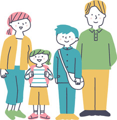 小学生と中学生の子供がいる家族全身