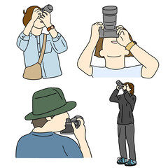 写真を撮る人のカラーイラスト素材