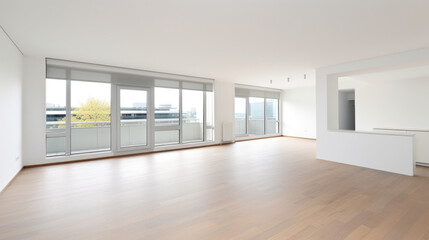 Obraz premium Spacious Contemporary Apartment with Large Windows and City Views