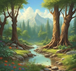 Illustration of green world.