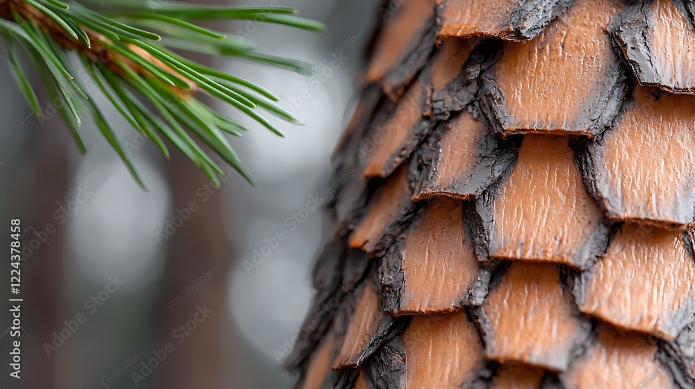 Poster close up of pine cone texture with soft focus background