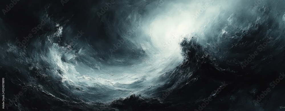 Poster Dynamic Abstract Monochromatic Composition with Textured Brush Strokes Illuminated in Soft Light