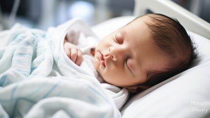 Close-Up Image of Newborn Baby in Hospital Environment