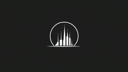 Minimalist skyline silhouette against a dark background showcasing architectural elegance and simplicity in design