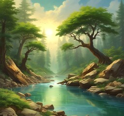 Illustration of green world.