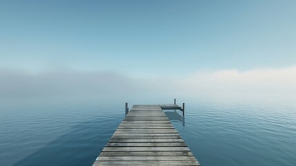 Obraz premium Serene Waters and Wooden Pier Evoking Peaceful Solitude