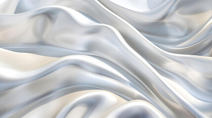Obraz premium A smooth, flowing fabric texture in shades of silver and white, creating a serene visual effect.