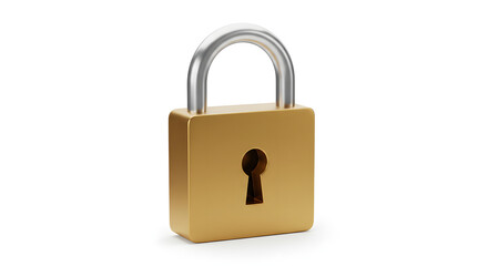 Naklejka premium Gold Padlock 3D Render Security Icon Illustration isolated on white background. Generative AI