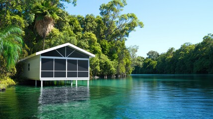 Obraz premium Overwater Bungalow in Tropical Paradise