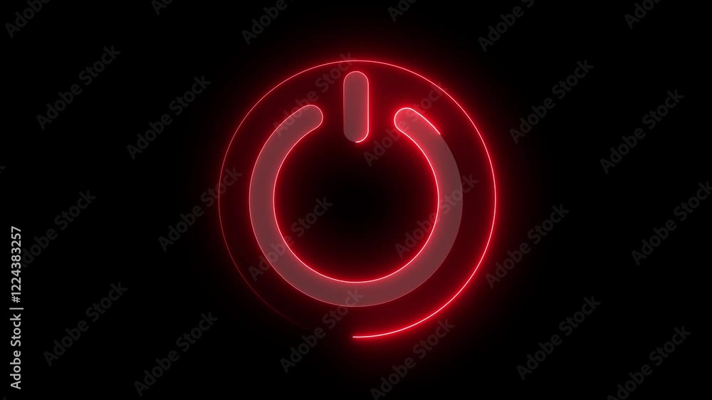 Aufkleber glowing neon line power on off button icon isolated on black background. neon power symbol 4k motion