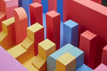 Obraz premium Colorful geometric objects creating rhythm and order in space