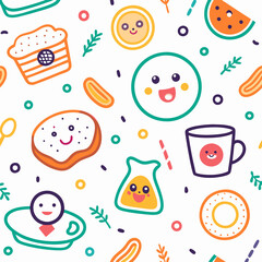 Cheerful food and drink seamless pattern. (3)
