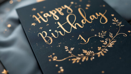 Fototapeta premium Elegant Gold Foil Happy Birthday Card Design