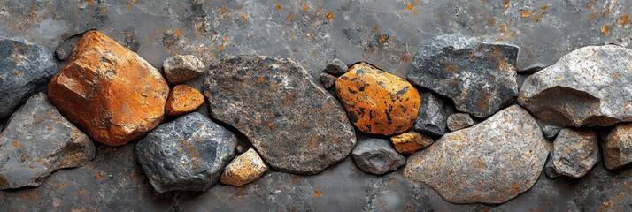Rustic Stone Wall Texture: A Panoramic View of Natural Stones