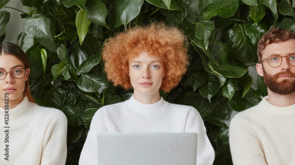 Aufkleber eco-chic workspace dynamics young professionals in sustainable office setting - talent development a