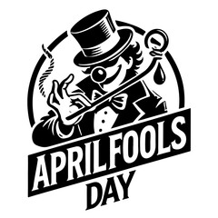 This is the international april fool,s day black and white design 

