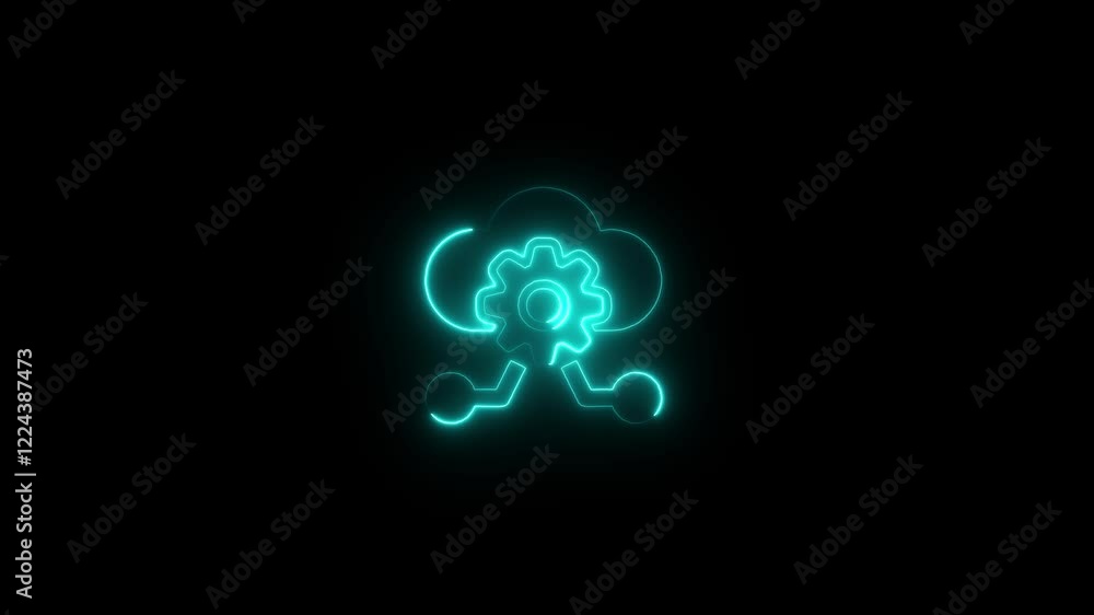 Poster digital transformation icon .glowing neon technology icon isolated on black background.artificial in