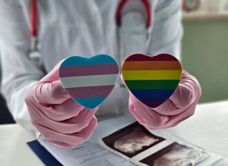 LGBT or LGBTQ or LGBTQIA with rainbow colorful heart shape for lesbian, gay, bisexual