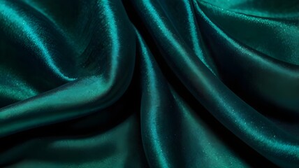 Fototapeta premium Smooth elegant green silk or satin luxury cloth texture can use as abstract background. Luxurious background design.
