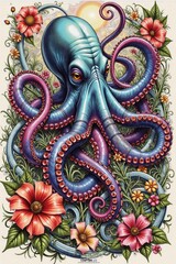 Ai un polpo tra i fiori 04