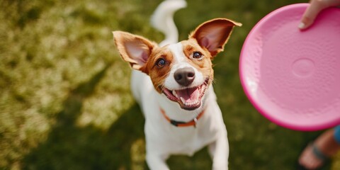 Vibrant Outdoor Pet Adventure Energetic Dog with Colorful - Lifestyle Imagery for Active Pet Product Advertising and Community Engagement