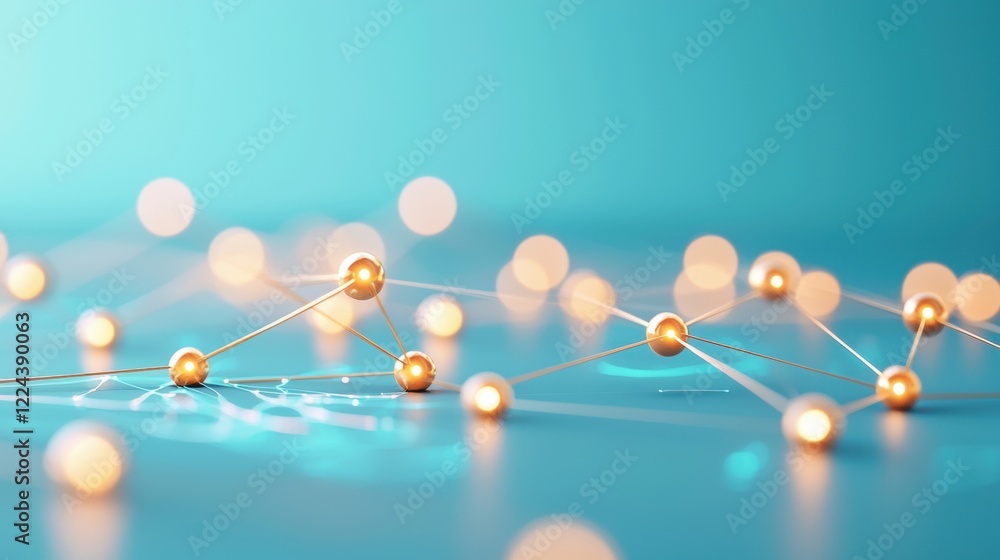 Aufkleber global network 3d world map with interconnected nodes and lines, blue background, representing globa