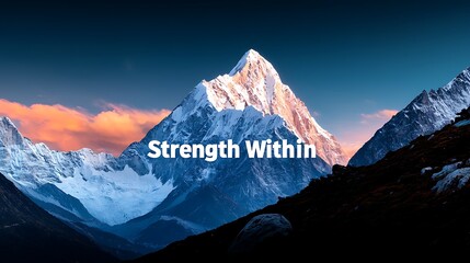 Majestic Snowcapped Mountain Peak at Sunset A Powerful Symbol of Strength and Resilience