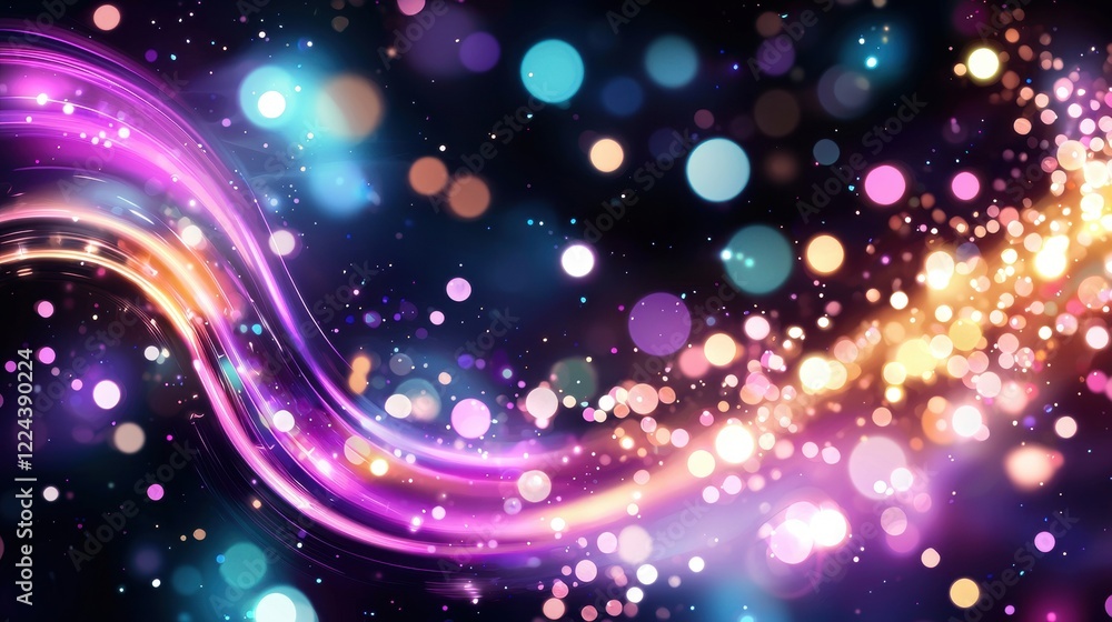 Poster neon futuristic portal multicolored neon portal shimmering in a digital space, abstract geometric sh