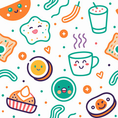 Cute cartoon food seamless pattern. (1)