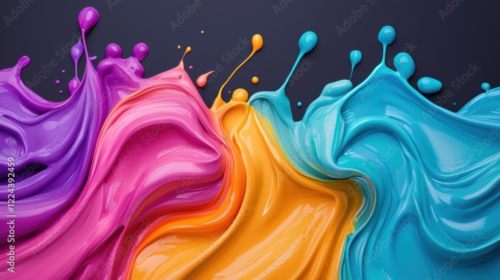 Aufkleber vibrant colorful abstract close up of colorful paint splatters, creating a dynamic and artistic text