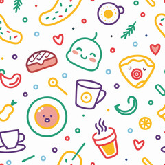 Cute food and drink seamless pattern. (3)